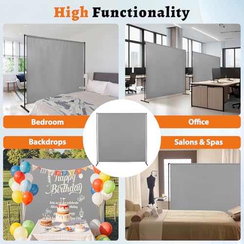 Room Divider Single Panel, 71''W x 71''H Height Adjustable Large Room Divider Panel for Office, Fabric Portable Privacy Screen Wall Divider for Room Separation, Freestanding Partition Separators JAUZVIL