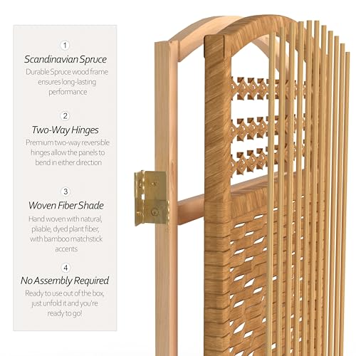 Red Lantern 5 1/2 ft. Tall Fiber Weave Light Beige-3 Panel Room Divider Red Lantern