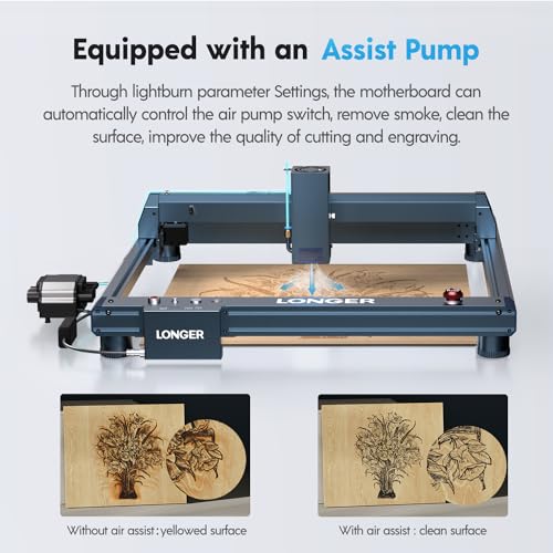 Longer B1 24000mW Laser Engraver,Equipped with auto air Assist, Camera kit,and 500mm Honeycomb Panel.High Speed 36000mm/min,Precise Cutting on Wood, Acrylic, and Stainless Steel. Longer