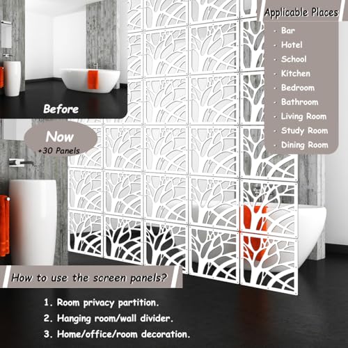 Lchen Hanging Room Divider Panel, 10 Pieces Wall Divider Room Partition Wood-Plastic Thick Panel Screen Home Office Decoration(XS-S-10Panels) Lchen