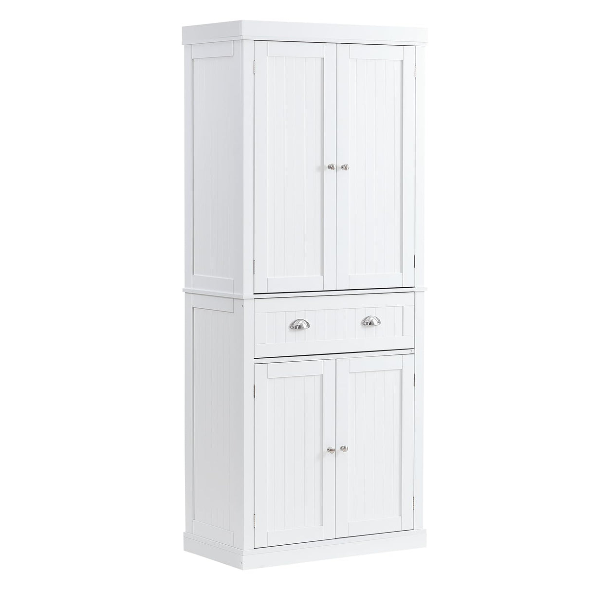VEVOR 72" Tall Storage Cabinet with Doors, Drawer, 3 Adjustable Shelves, Utility Pantry for Kitchen, Living Room, Dining, Laundry, Pearl White VEVOR