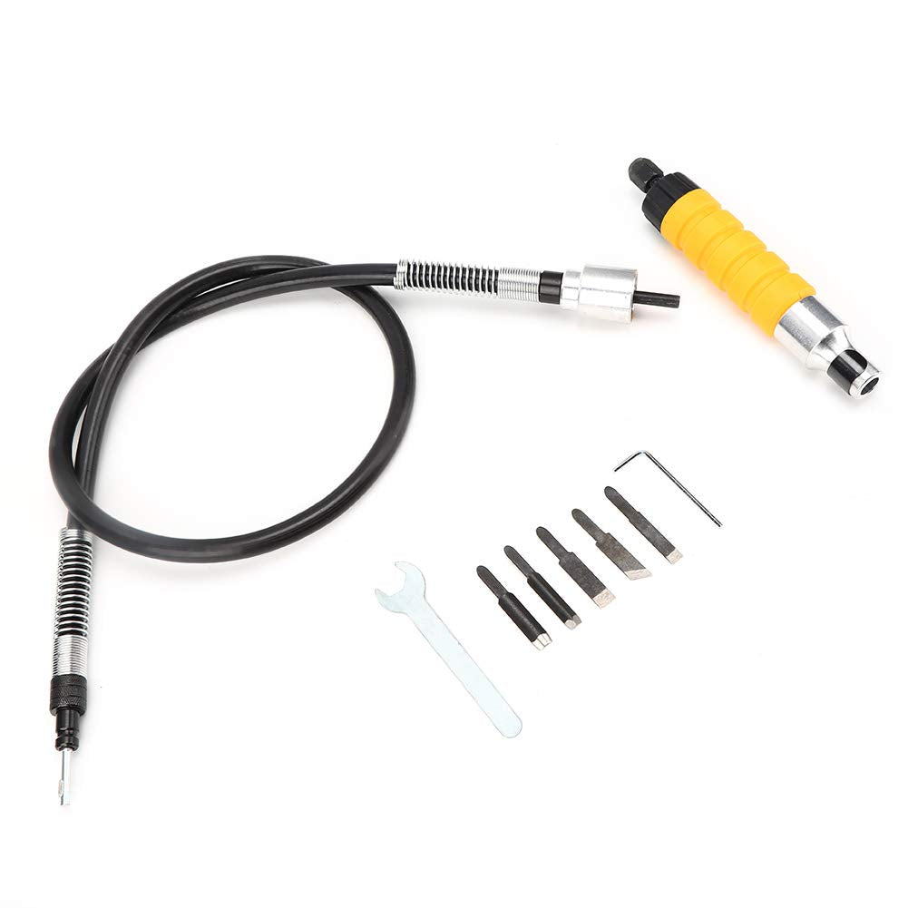 Electric Chisel, with Wrench Carving Chisel, Woodworking Yellow Handle Power for Professional Carvers Amateurs Denkerm
