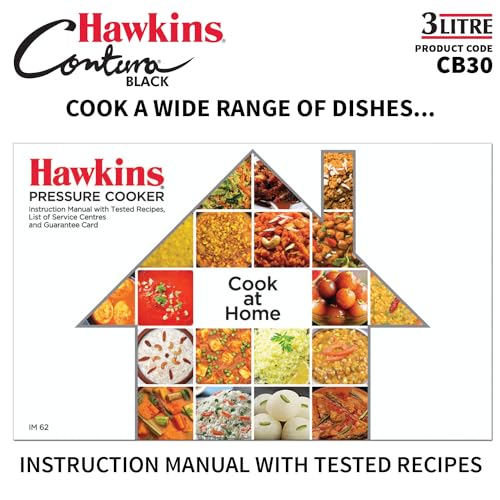Hawkins 3 Litre Contura Black Pressure Cooker, Hard Anodised Inner Lid Cooker, Handi Cooker, Black (CB30) HAWKINS