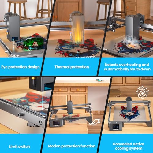 LONGER Ray5 20000mW Class IV Laser Engraver & Cutter, 0.08mm Higher Accuracy Laser Spot, 3.5" Touch Screen, App Offline Control, 400x400mm Engraving Machine for Wood Metal Acrylic Glass Longer