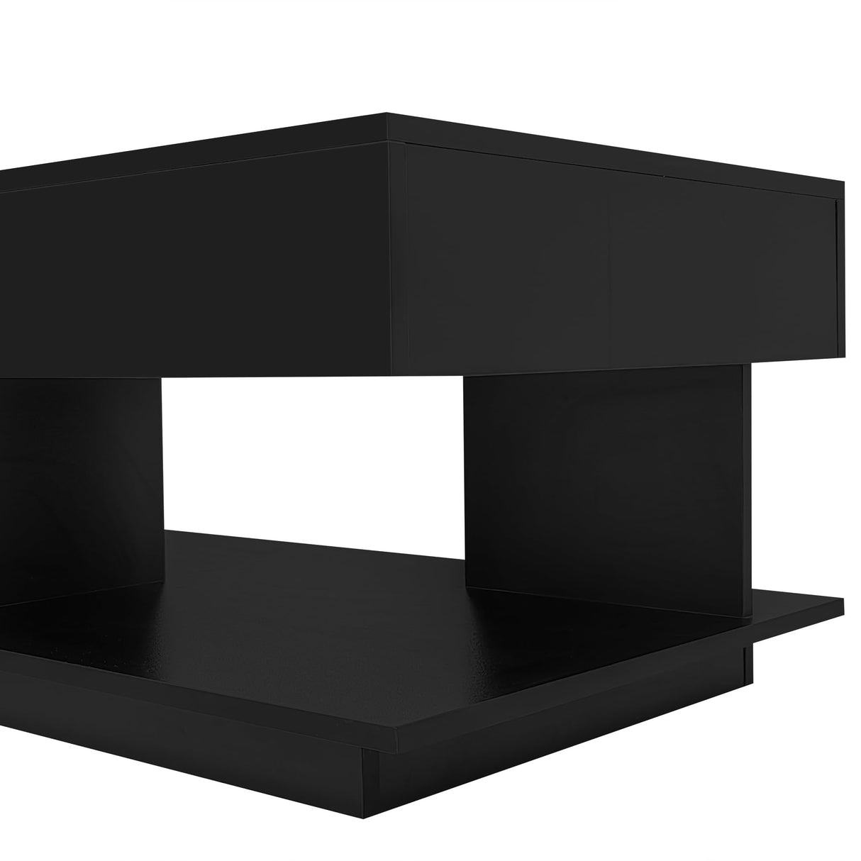 Mcltopz Extendable Coffee Table with with Hidden Storage and LED Lights, Modern 41.3''-76.7'' Rectangular High-Gloss Adjustable Center Table Cocktail Tea Table with Multiple Storage Compartments Black Mcltopz