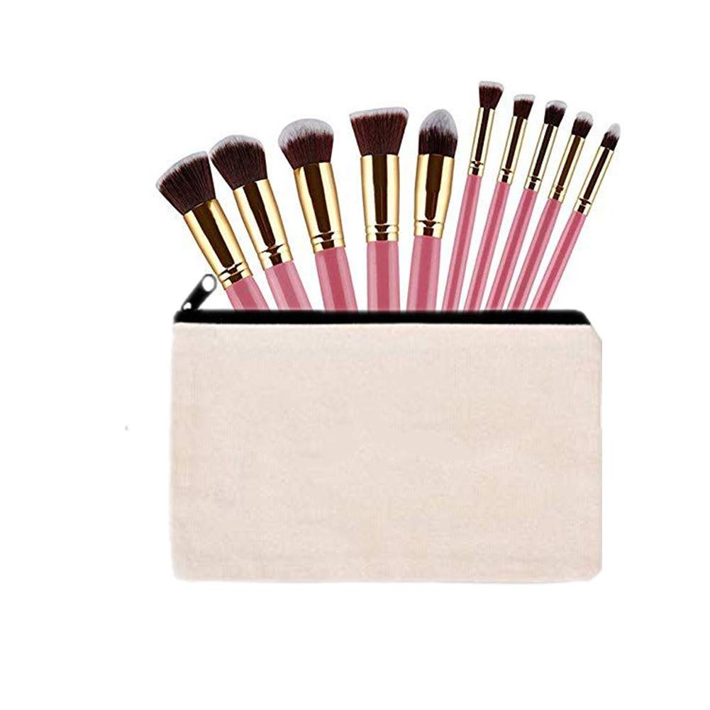 LifeUnite 10 PCS Canvas Makeup Bag Cosmetic Pouch Blank Zipper Bag-9.1 × 5.9 inch LIFEUNITE