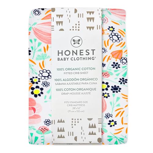 HonestBaby Unisex-Baby Fitted Crib Sheets Set Standard Mattress, 100% Organic Cotton Baby Boys, Girls, Neutral, 1 Pack - Kentucky Blue, One Size HonestBaby