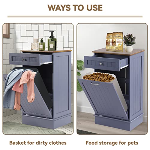 LOUVIXA Tilt Out Trash Can Cabinet, Blue, 10 Gallon Capacity, Wood Material, Dimensions 20.4"L x 13.5"W x 35.4"H LOUVIXA