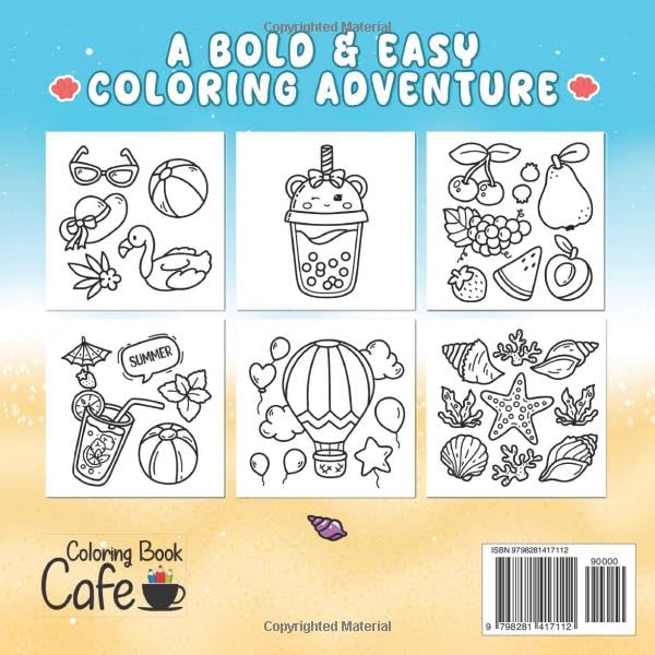 Cozy Summer: Bold & Easy Coloring Book for Adults and Teens Featuring Fun Summer Designs for Stress Relief and Relaxation (Bold and Easy Coloring Books) WoodArtSupply