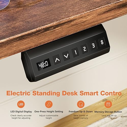 Sweetcrispy Electric Adjustable Height Standing Desk - 55 x 24 inch Sit to Stand Up Desk with Splice Board, Rising Home Office Computer Table with 2 Hook and Wire Hole for Work Sweetcrispy