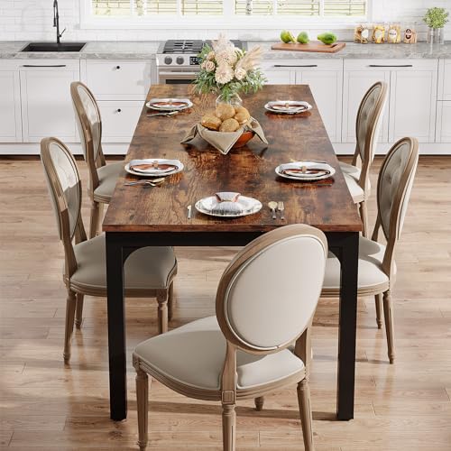 Tribesigns 78.7 Inch Dining Table for 8, Industrial Rectangle Wood Dining Table, Long Rustic Dinner Table with Heavy Duty Metal Legs (Only Table) (Rustic Brown) Tribesigns