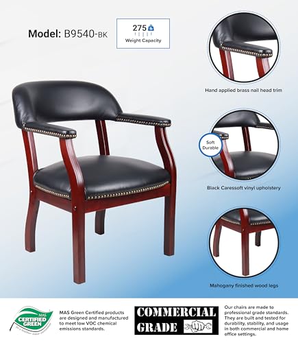 Boss Captain’s Chair In Black Vinyl Boss Office Products