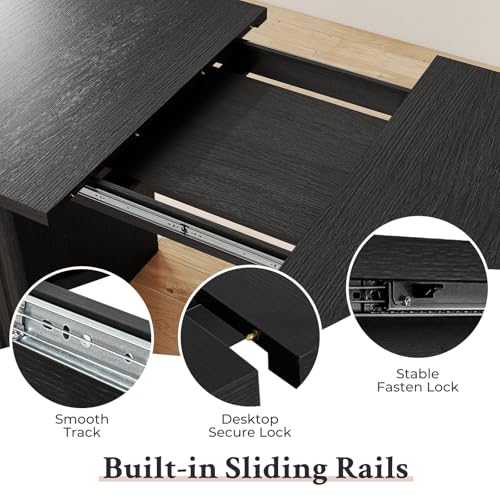 Zevemomo 62.99"-78.74" Oval Expandable Dining Table, Extendable Dining Room Table for 4-8 People with Wooden Strip Base, Modern Kitchen Table with Slide Metal Track, for Family Living Room-Black Zevemomo