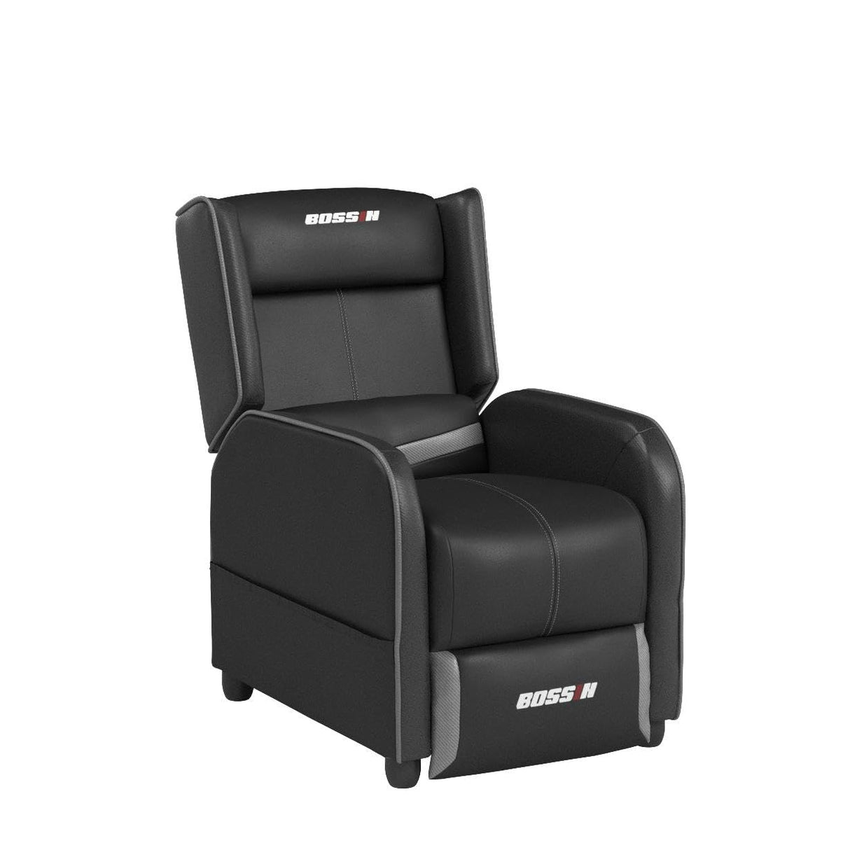 LEMBERI Gaming Recliner Chair for Adults, PU Leather Home Theater Seating Video Game Chairs for Living Room Ergonomic Racing Style Single Movie Gamer Lounge Sofa Grey LEMBERI