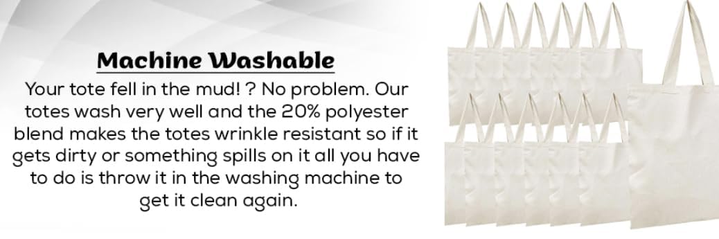 Simpli-Magic Canvas Tote Bags, 13"x15", Pack of 15, Natural SIMPLI-MAGIC