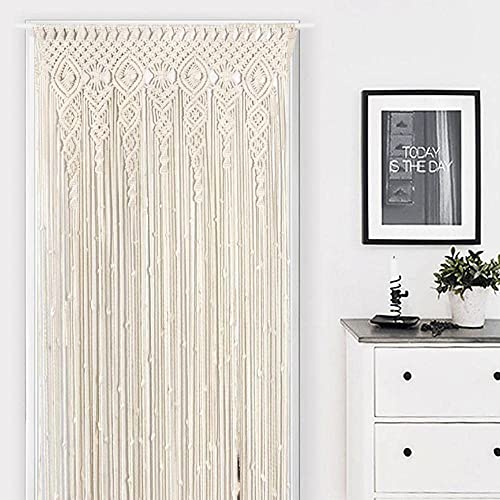 OIHYA Macrame Curtain Wall Hanging Handmade Boho Curtains for Wedding Backdrop Arch Closet Room Divider Boho Wall Decor 40"X80" OIHYA