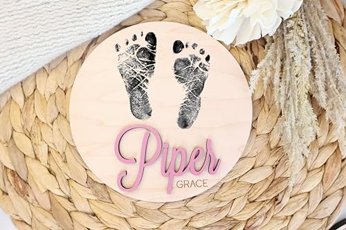 Baby Stats & Footprint Sign For Hospital, Newborn Announcement Sign For Hospital, Birth Announcement Sign Photo Prop, Laser Birth Footprint WoodArtSupply