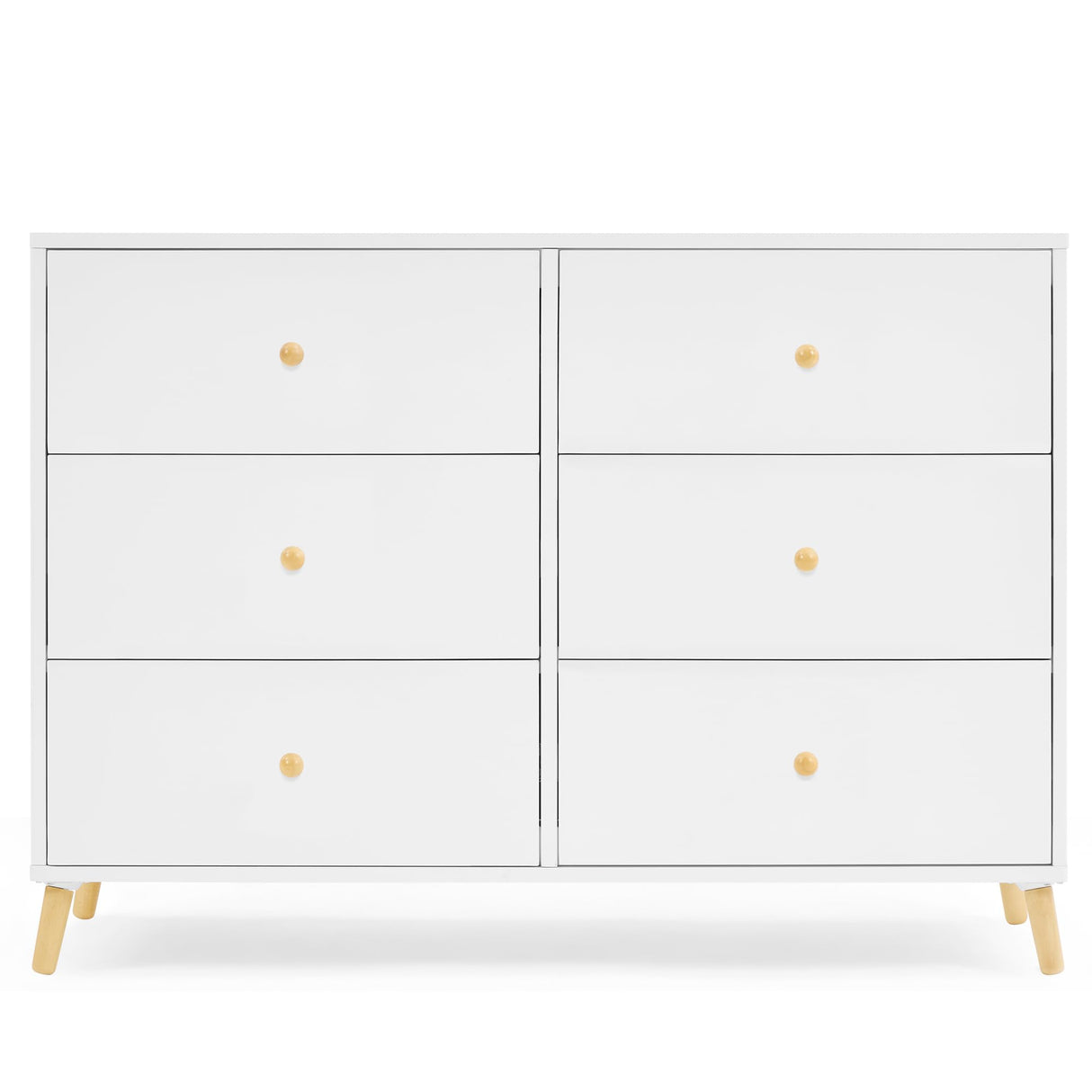 Delta Children Essex 6 Drawer Dresser, Bianca White/Natural Delta Children