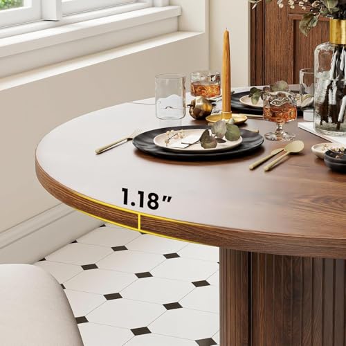 SoarFlash Kitchen Table and Chairs for 4, 47" Dining Table Set for 4 with Velvet Upholstered Chairs, 5 Piece Round Kitchen Table Set, Dining Room Table Set for Small Space, Apartment SoarFlash