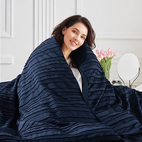 NEXHOME PRO Duvet Cover Full,Navy 3 Pieces Boho Tufted Duvet Cover Set, Soft and Lightweight 100% Washed Microfiber Comforter Cover Set for All Season(Navy Full, 80 x 90)-No Comforter NEXHOME PRO