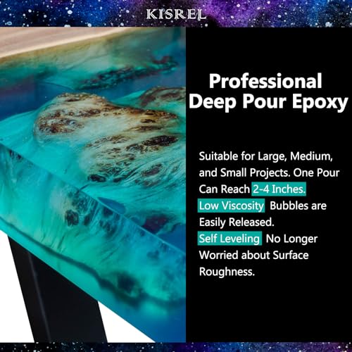Deep Pour Epoxy Resin, KISREL 96OZ Resin Epoxy Kit (2:1) for 2-4 Inch Pour Depths,Bubble Free, Low Odour, Crystal Clear Casting Resin for Bar Tops, Table Tops, River Tables, Wood Fillers, Crafts KISREL