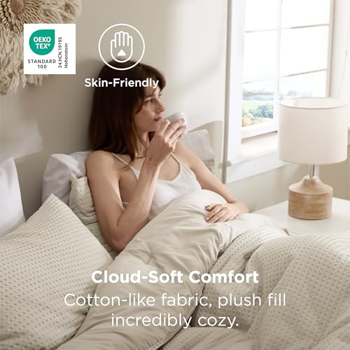 Bedsure Waffle Comforter Set Twin, Soft and Breathable Linen Bedding Comforter Set, 2 Pieces, 1 Waffle Weave Comforter (68"x88") and 1 Pillowcase (20"x26") Bedsure