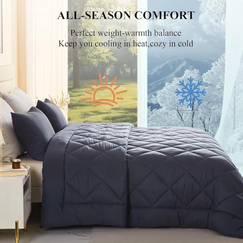 MIOTO 128x120 Oversized King Comforter, Extra Large King Size Comforter Oversized, All Season Soft Lightweight Quilt Down Alternative Duvet Insert with 8 Corner Tabs(128x120, Grey) MIOTO