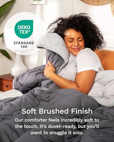 ViscoSoft Twin/Twin XL Down Alternative Comforter – All Season Cooling Breathable Microfiber Duvet Insert, Soft Quilted Reversible Blanket, Light Gray/Dark Gray ViscoSoft