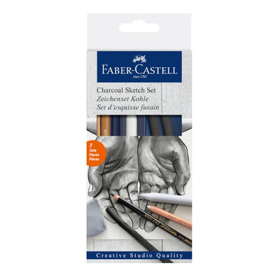 Faber-Castell Charcoal Sketch Set - 7 Piece Charcoal and Pastel Art Supplies Set