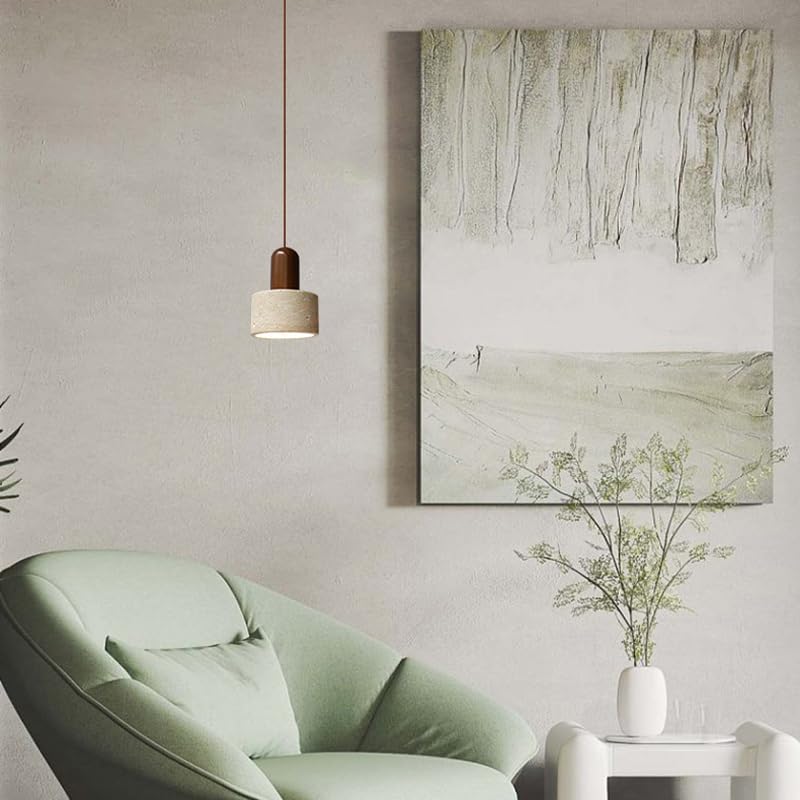 OROILUPU Modern Simple Brass Stone Pendant Lights Dining Room Kitchens Island Hanging Lights Wabi Sabi Style Solid Wood Bedside Light Fixture for Farmhouse Over Sink(Wire Adjustable) Type D OROILUPU