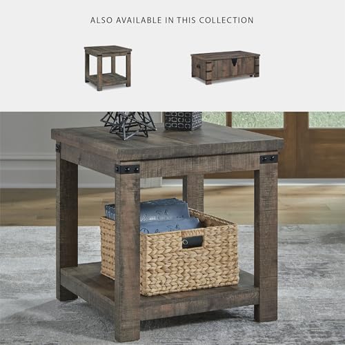 Signature Design by Ashley Hollum Rustic End Table with Shelf, Dark Brown Signature Design by Ashley