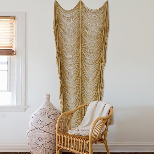 Macrame Curtain Boho Curtain Room Divider Doorway Wall Decor Fiber Yarn Art Craftsmanship Bedroom Wedding Backdrop 41" W x 75" L(1 Panel Flber