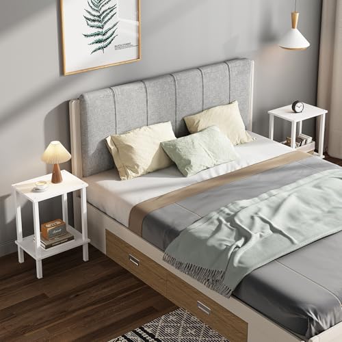 TUTOTAK End Table, Side Table, Nightstand, 2-Tier Storage Shelf, Sofa Side Table for Small Space, Living Room, Bed Room V1TB01BW034 TUTOTAK