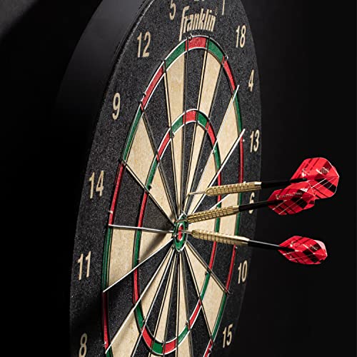 Franklin Sports Bristle Dart Board - Professional Steel Wire Dartboard - Regulation Sized 18" Inch Steel Tip Darts Board - Self Healing Sisal Dartboard for Adults Franklin Sports