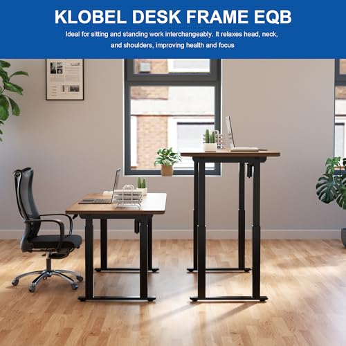 4-Leg Standing Desk Frame Dual Motor, Electric Adjustable Legs Compatible Desktop Size 39″-79″, 264 lbs Weight Capacity, Anti-collision Detection Stand Up Desk Frame Workstation, Black Frame Only Klobel