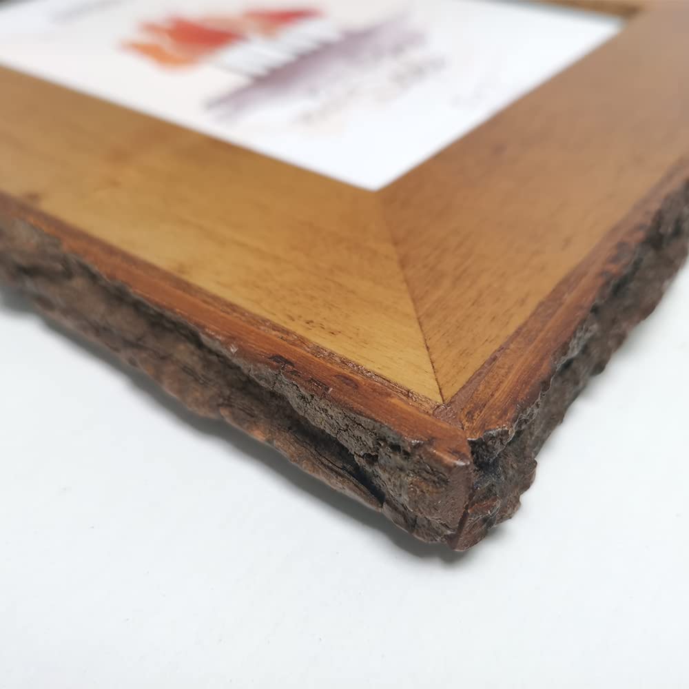 Eosglac 5x7 Live Edge Picture Frame, Rustic Wood Photo Frames Farmhouse Decor for Tabletop or Wall Display, Natural Brown Eosglac