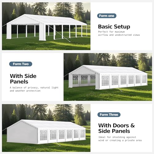 MFSTUDIO 20'x40' Party Tent, Outdoor Heavy Duty Party Tents with Removable Sidewalls, Large Canopy Tent Shelter for Outdoor Events Wedding Birthday, White MFSTUDIO