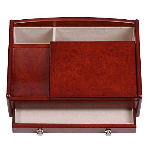 Mele & Co. Davin Men's Wooden Dresser Top Valet in Dark Burlwood Walnut Finish Mele & Co. Since 1912