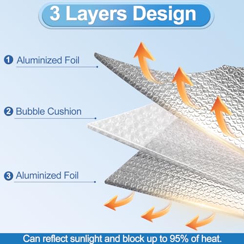 Garage Door Insulation Kit 16P Double Bubble Window Heat Insulation Panels, 6MM 24" x 54" Reflective Aluminum Foil Summer/Winter Barrier Insulation Sheets with 120 Adhesive Tapes for Garage Attic Wall ToLanbbt