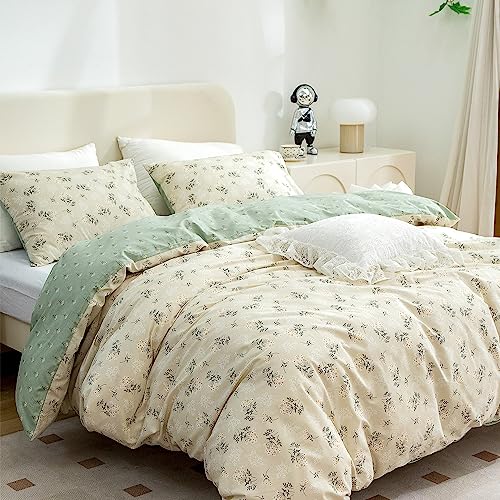 Jane yre Floral Duvet Cover King, Brushed Microfiber 3 Pieces Bedding Set King, Garden Style Flower Pattern Flower Duvet Cover, with Zipper Closure, Luxury Soft Breathable Comfy Jane yre
