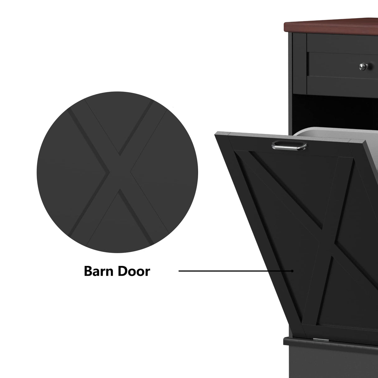 TOLEAD Tilt Out Trash Cabinet Free Standing 10 Gallon Recycling Trash Can Cabinet with Barn Door for Farmhouse Kitchen,Living Room, Dining Room, Black TOLEAD