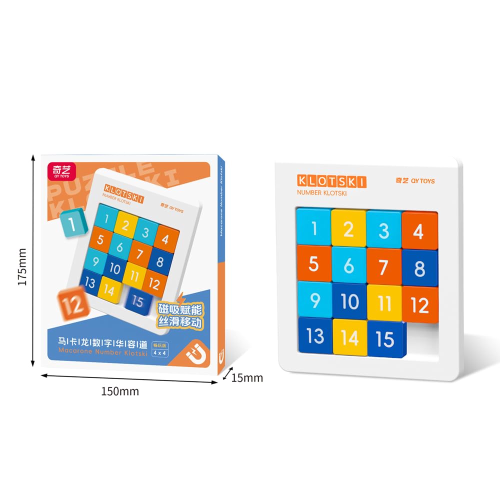 LiangCuber QY Toys Macaron Color 4x4 Klotski Puzzle Magnetic Sliding Number Puzzle,15-Digit Version ABS Brain Teasers Toy Tangram Jigsaw Intelligence (2024 Edition) LiangCuber