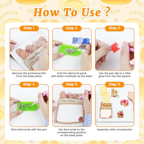 20 Pcs Dessert Diamond Art Magnets, Sweet Treats DIY Painting Kits for Refrigerator, Fun Food Theme Craft Decor for Adults Kitchen ROLYTA