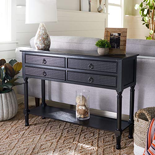 Safavieh Home Collection Haines Black 4-Drawer Bottom Shelf Console Table SAFAVIEH