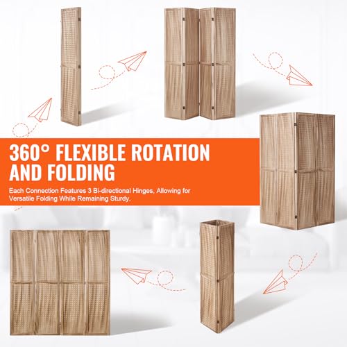 VEVOR Wood Room Divider, 4 Panel Wood Folding Privacy Screen, 66.9 Inches Tall Indoor Carved Partition Divider, Portable Decoration Screen, for Room Separation, Home, Office, Restaurant & Bedroom VEVOR