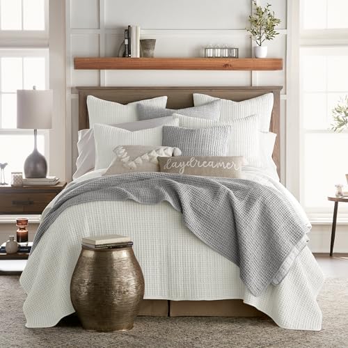 Levtex Home Mills Waffle Full/Queen Quilt Set (88x92in) with 2 Pillow Shams (26x20in) - Cream - Cotton Waffle Full/Queen Size Quilt Bedding Set - Lightweight, Soft, Pre-Washed Levtex Home