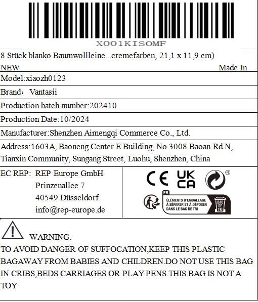 15 Pack Blank Cotton Canvas DIY Craft Zipper Bags Pouches Pencil Case for Makeup Cosmetic Toiletry Stationary Storage (off white, 8.3” x 4.7”) Vantasii