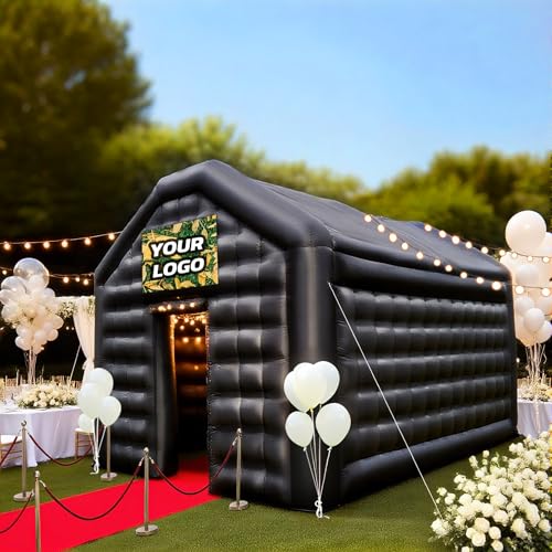 GR8FUN Small Inflatable Nightclub Tent 16.5x13x11.5Ft with Blower, Oxford Fabric Black Party Tent, Gazebo Event House for Backyard, Birthday, Rental Use GR8FUN