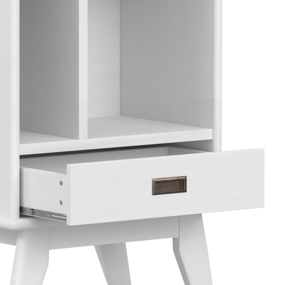 SIMPLIHOME Draper Solid Hardwood 64 inch x 22 inch Mid Century Modern Bookcase and Storage Unit in White for The Living Room, Study Room and Office SIMPLIHOME