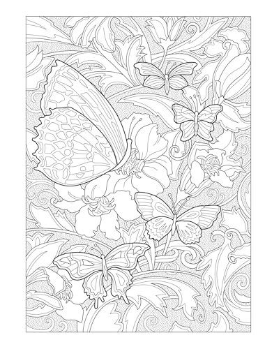 Creative Haven Butterflies Flights of Fancy Coloring Book (Adult Coloring Books: Insects) Dover Publications